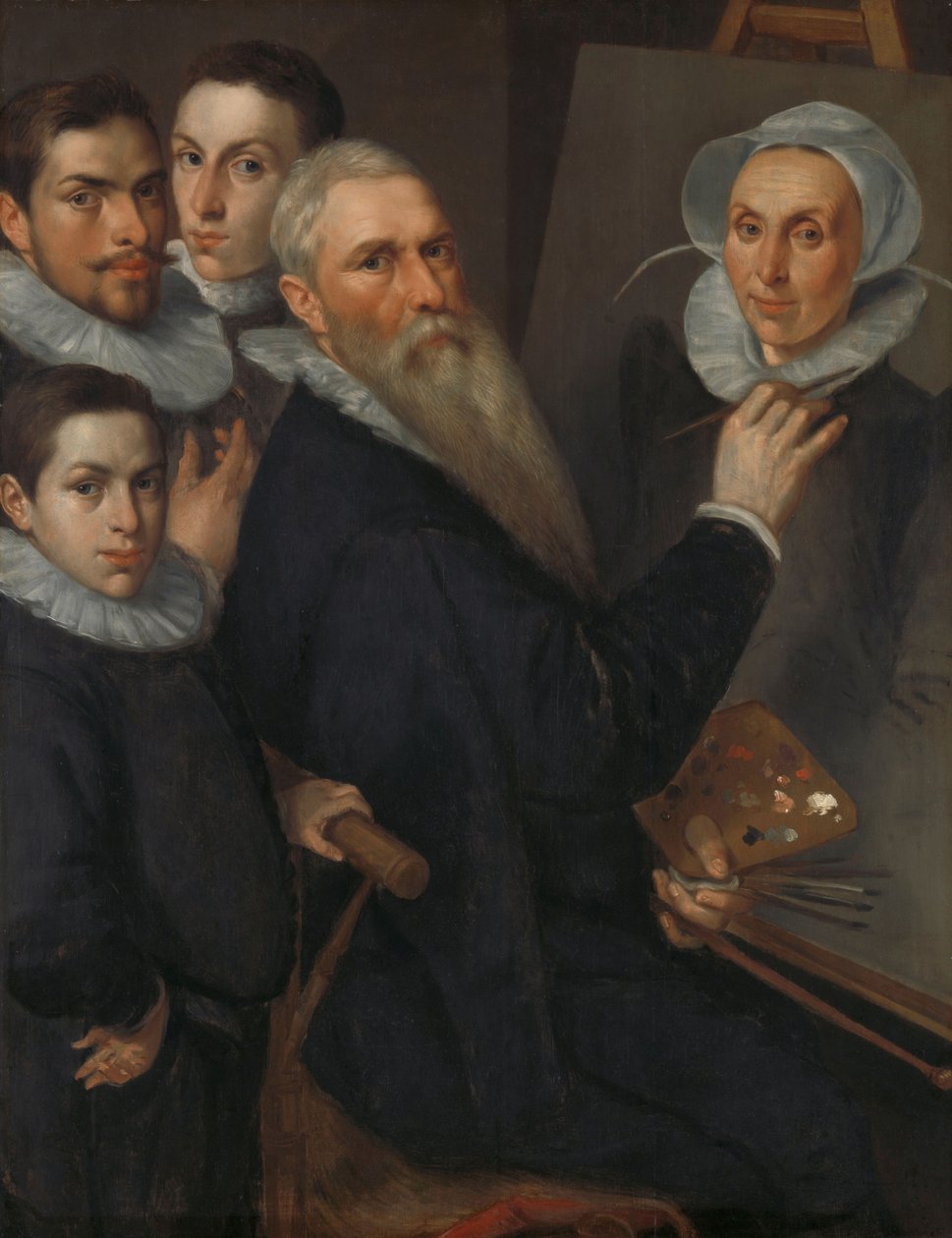 Auto-retrato do pintor com a família, 1594. de Jakob Willemsz. Delff the Elder
