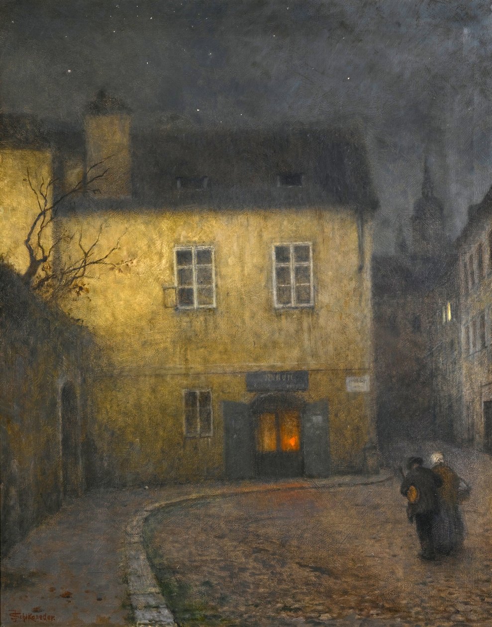 Uma esquina em Praga par Schikaneder, Jakub (1855-1924), c. 1900 - Óleo sobre tela de Jakub Schikaneder