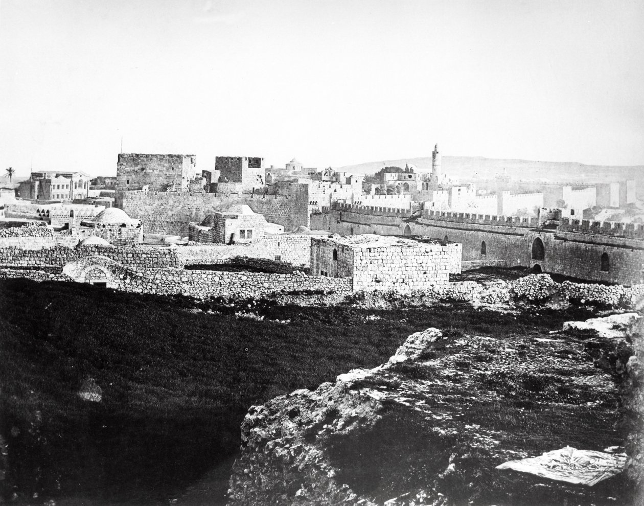 Igreja de Cristo e o Portão de Jaffa, Jerusalém, 1857 de Felice Beato