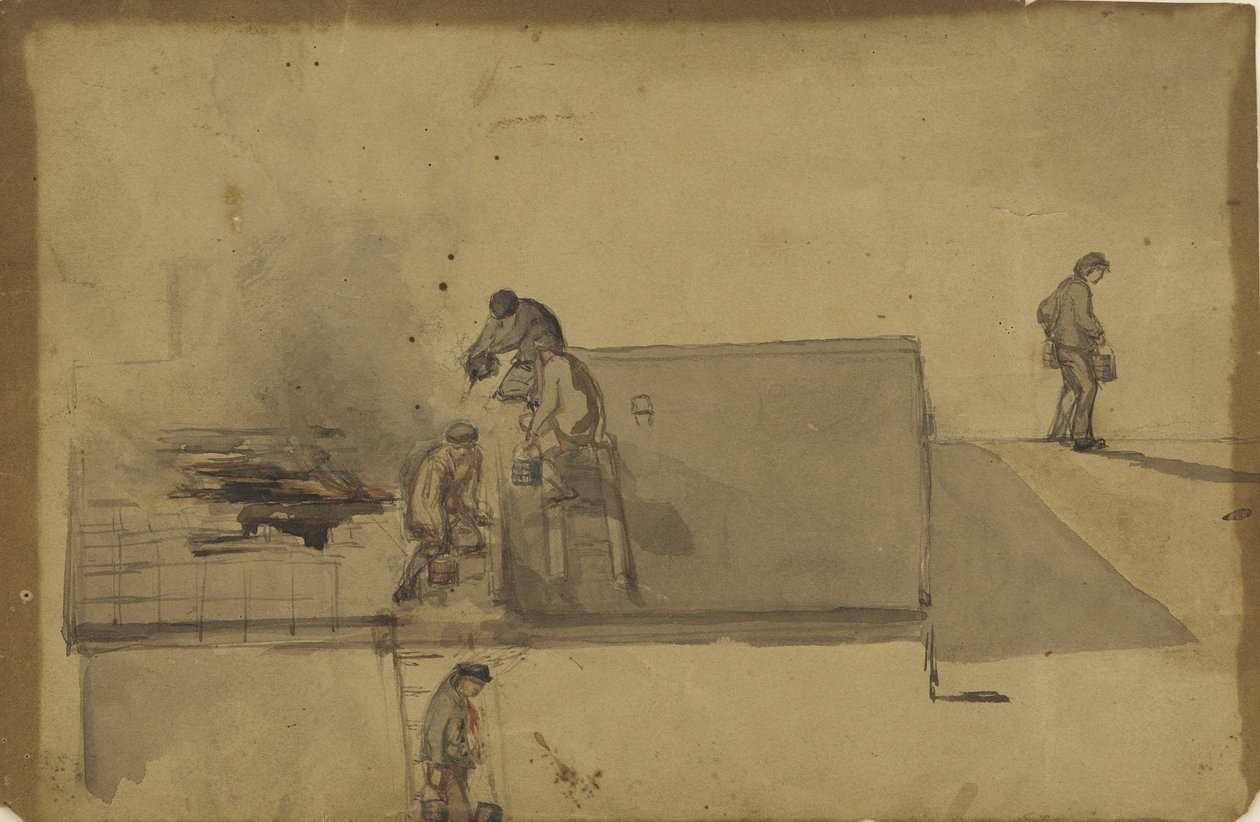 Um fogo em Pomfret, c.1858 (wc em papel pardo) de James Abbott McNeill Whistler