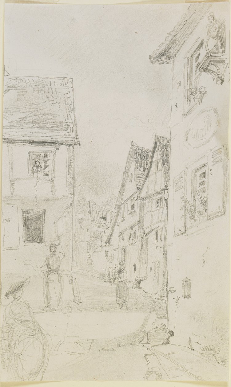 Uma cena de rua, 1858 (lápis em papel de seda branco) de James Abbott McNeill Whistler
