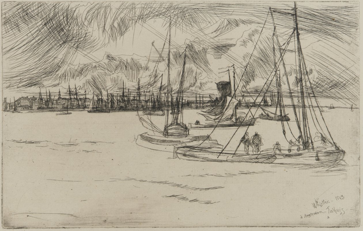 Amsterdã do Tolhuis, 1863 (gravura sobre papel) de James Abbott McNeill Whistler