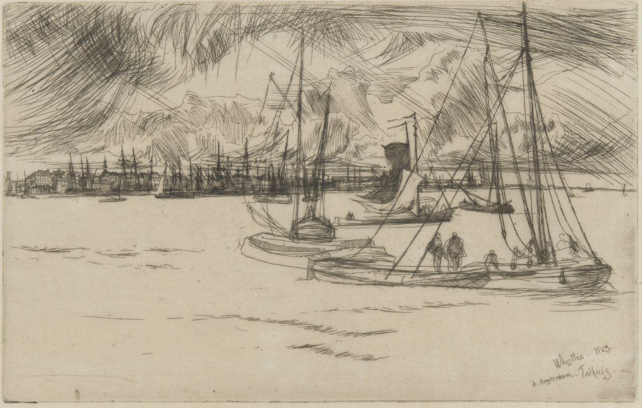 Amsterdã do Tolhuis, 1863 (gravura sobre papel) de James Abbott McNeill Whistler