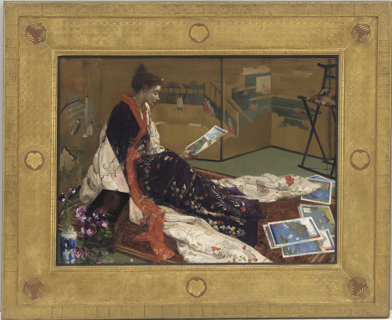 Caprice em roxo e dourado: A tela dourada, 1864 (óleo sobre painel de madeira) de James Abbott McNeill Whistler