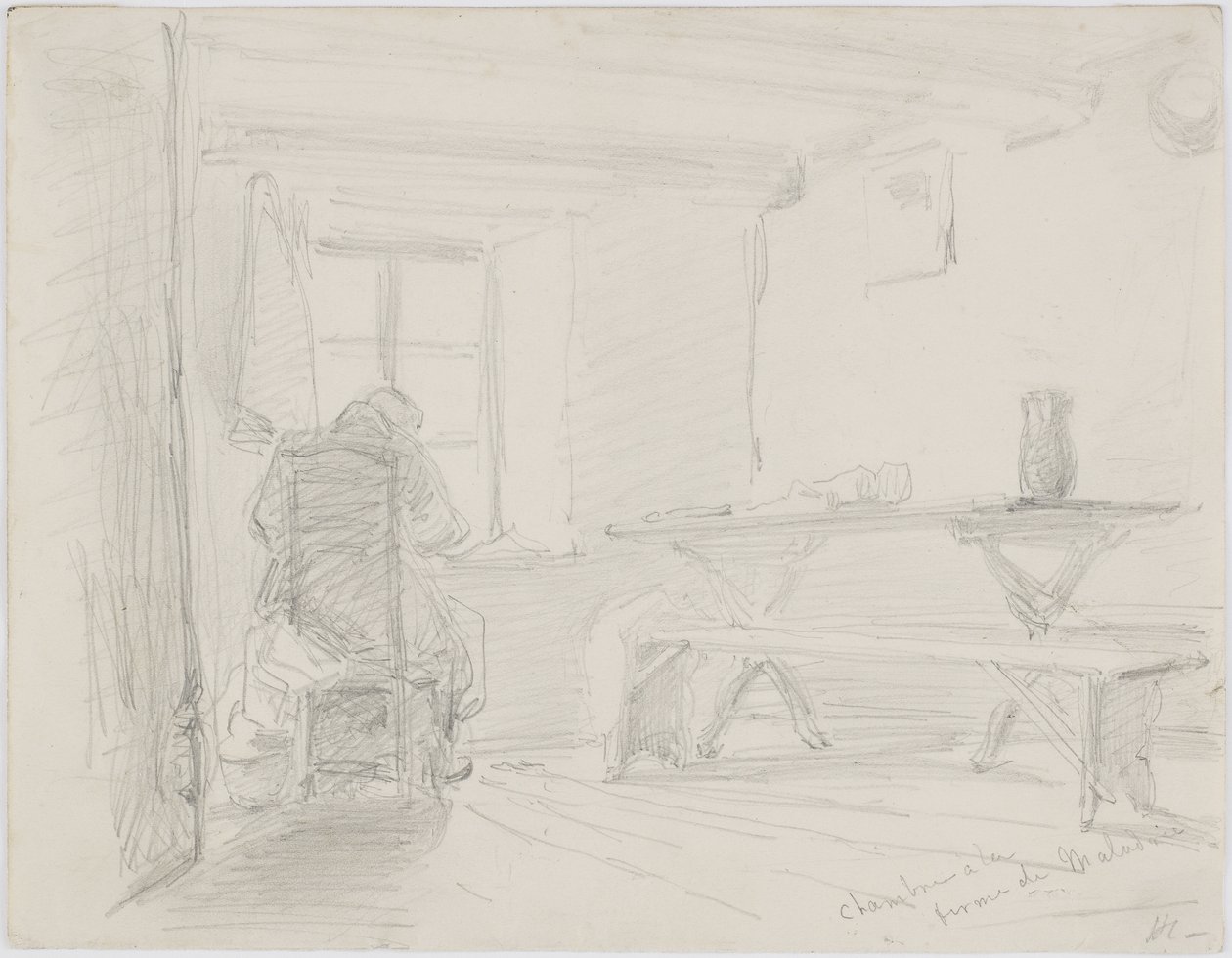 Sala Farm Maladrie, c.1861 (lápis sobre papel branco); de James Abbott McNeill Whistler