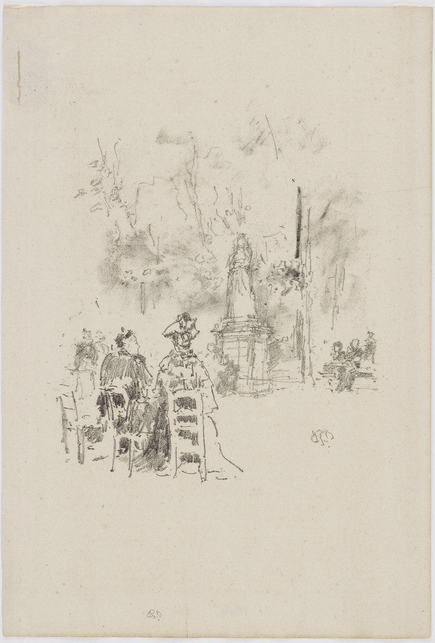 Conversa sob a estátua, Luxembourg Gardens, 1893 (litografia sobre papel) de James Abbott McNeill Whistler