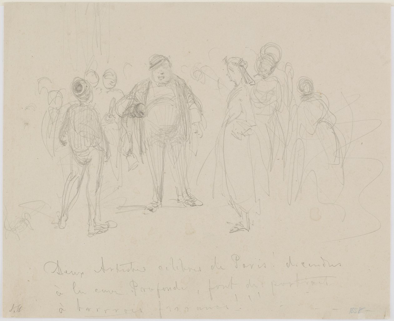 Dois artistas famosos de Paris, 1858 (lápis sobre papel bege) de James Abbott McNeill Whistler