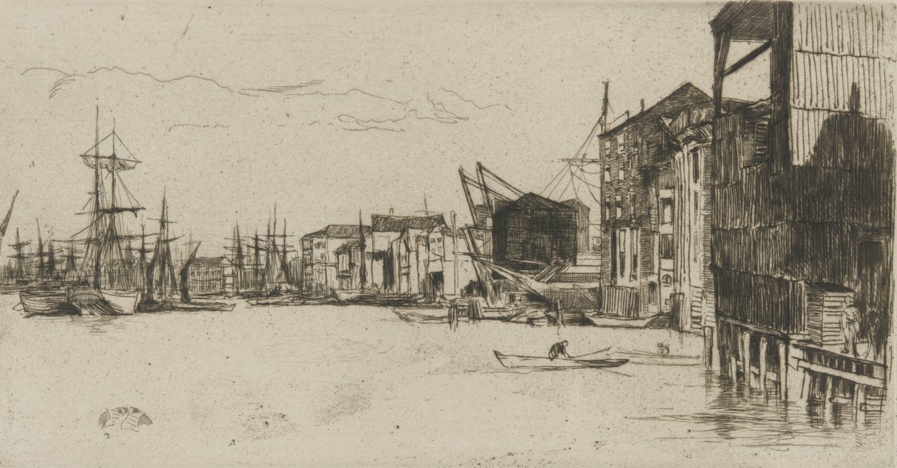 Free Trade Wharf, 1877 (gravura sobre papel) de James Abbott McNeill Whistler
