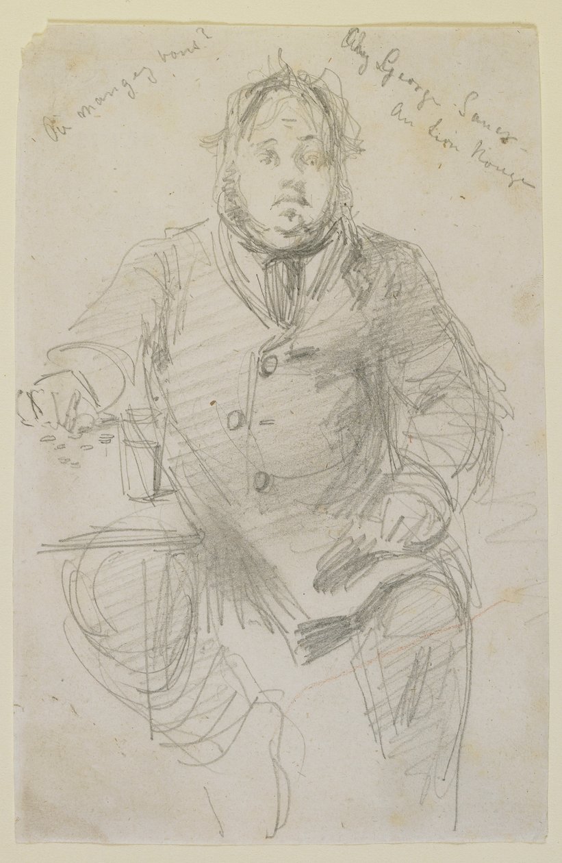 George Sauter no Red Lion, 1858 (lápis em papel de seda branco) de James Abbott McNeill Whistler