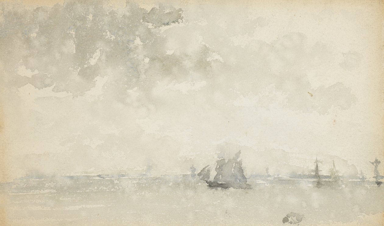 Cinza e Prata - Mar do Norte, c.1884 (wc em papel tufado) de James Abbott McNeill Whistler