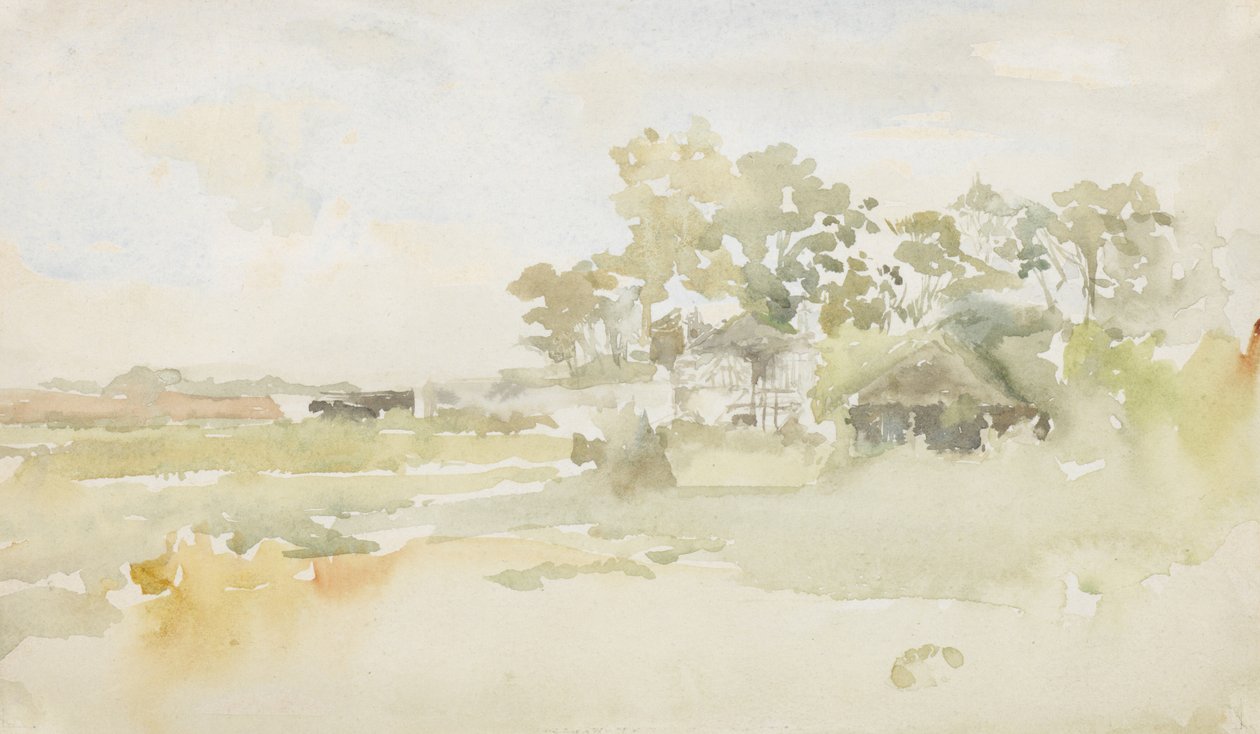 Paisagem com edifícios agrícolas, c.1884 de James Abbott McNeill Whistler