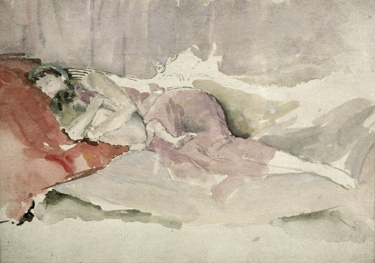 Mãe e filho em um sofá de James Abbott McNeill Whistler