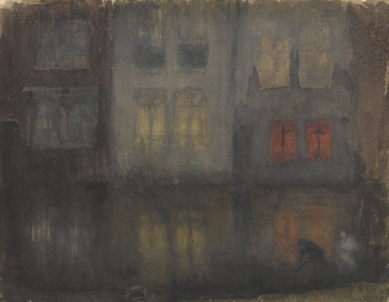 Noturna - preto e vermelho - canal traseiro, Holanda de James Abbott McNeill Whistler