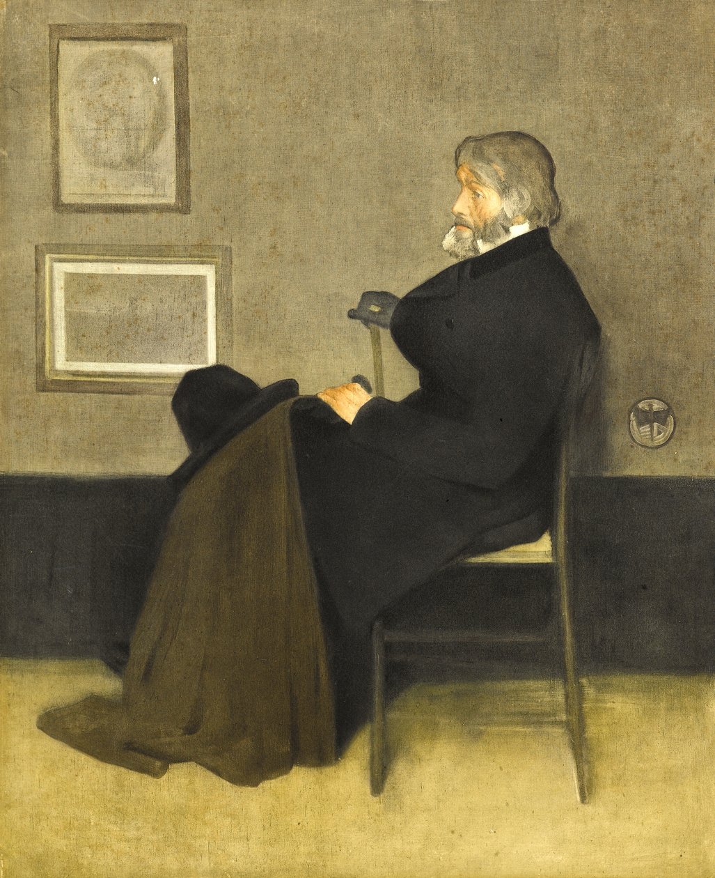 Retrato de Thomas Carlyle, c.1880 (fotogravura colorida à mão, em papel branco) de James Abbott McNeill Whistler