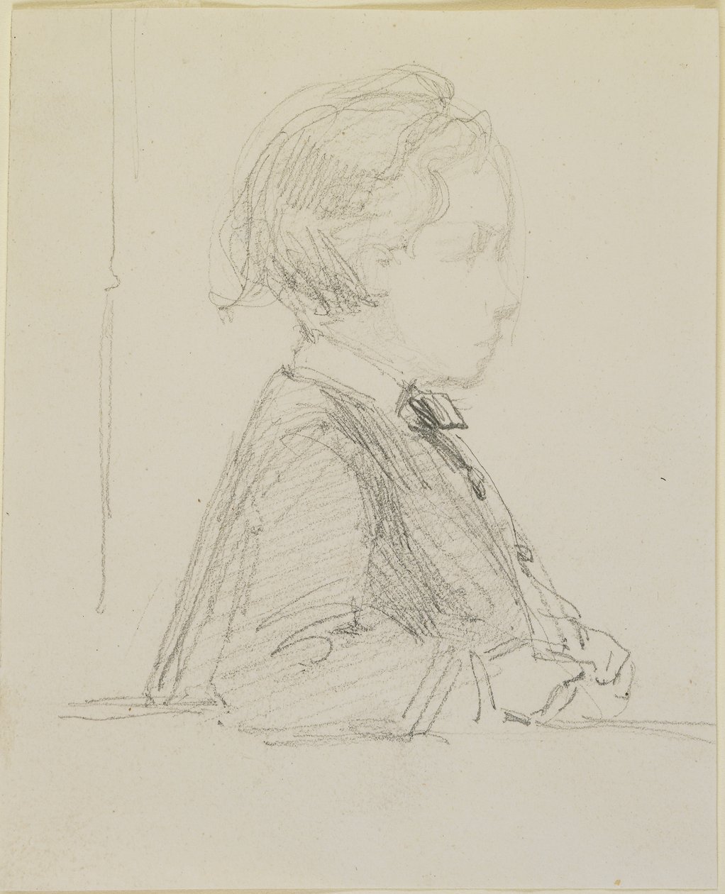 Esboço de perfil de uma criança, 1858 (lápis em papel de wove off-white) de James Abbott McNeill Whistler