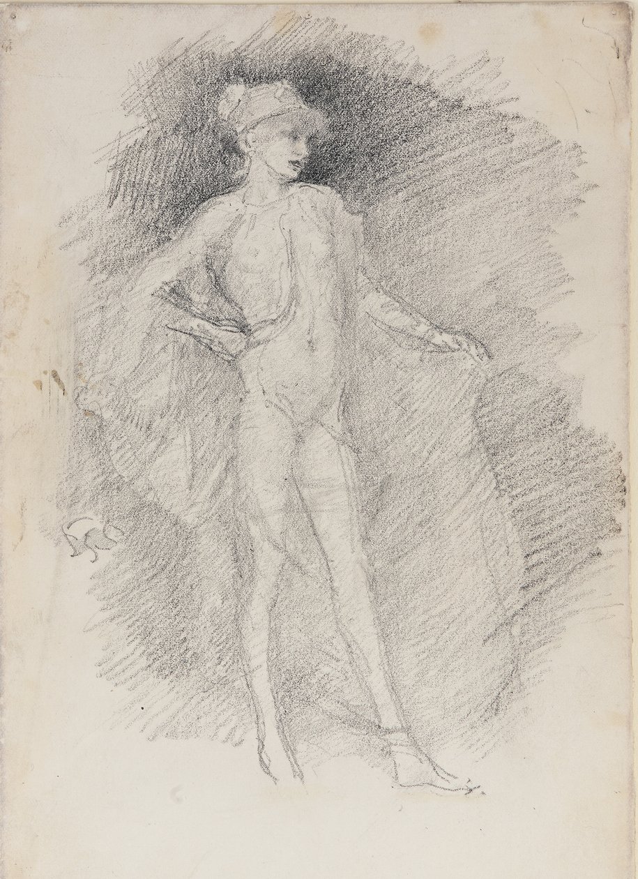 Figura em pé, c.1890 (crayon em papel de transferência litográfico) de James Abbott McNeill Whistler