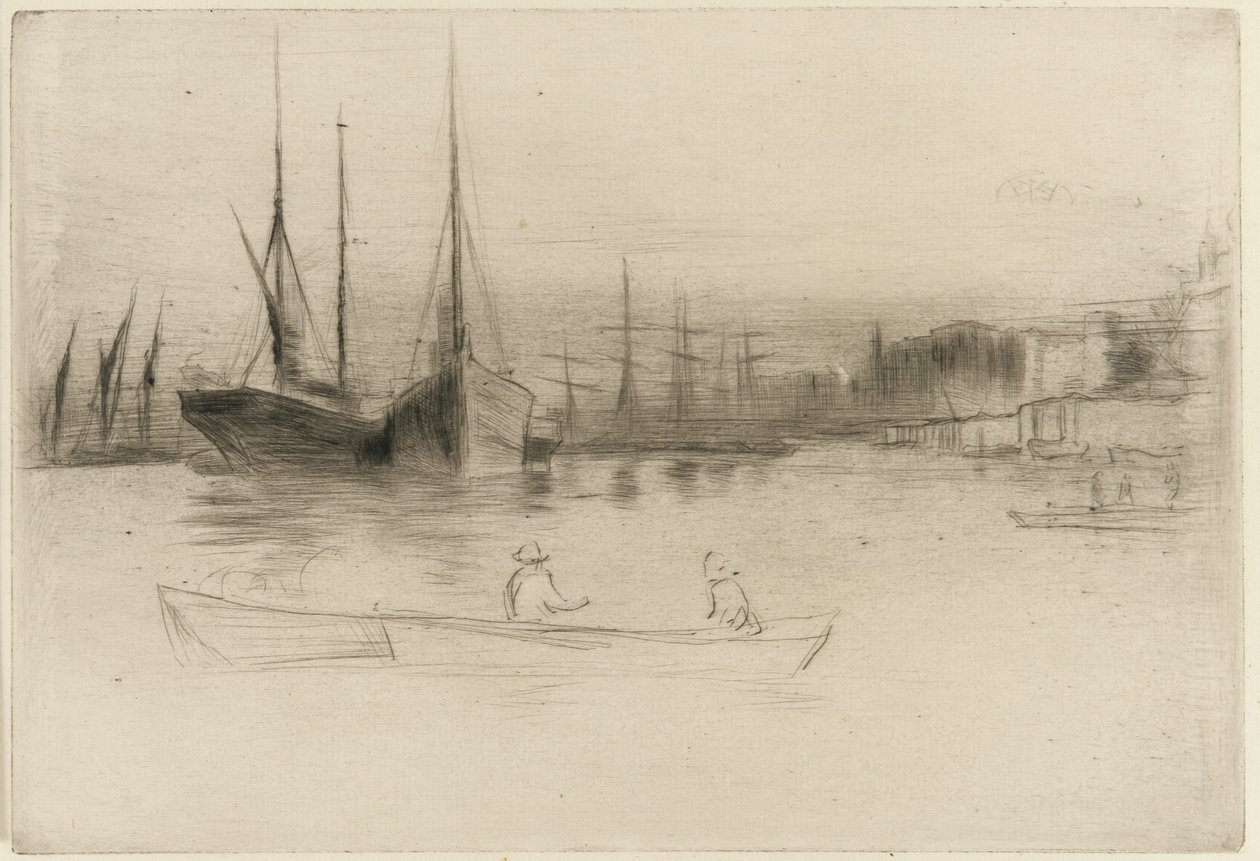 Barcos a vapor da torre, 1875 (ponto seco no papel) de James Abbott McNeill Whistler