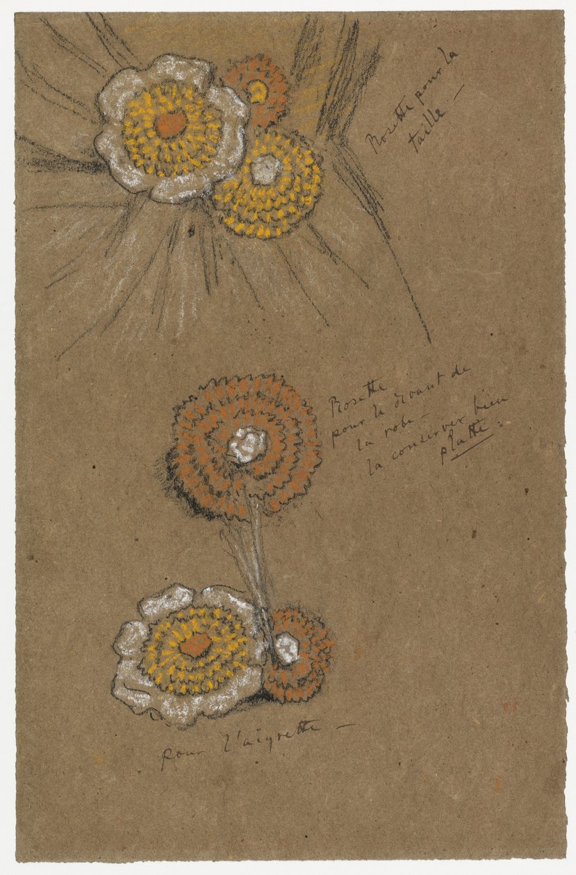 Estudos de Rosetas, 1871-74 (giz preto e branco sobre papel pardo) de James Abbott McNeill Whistler