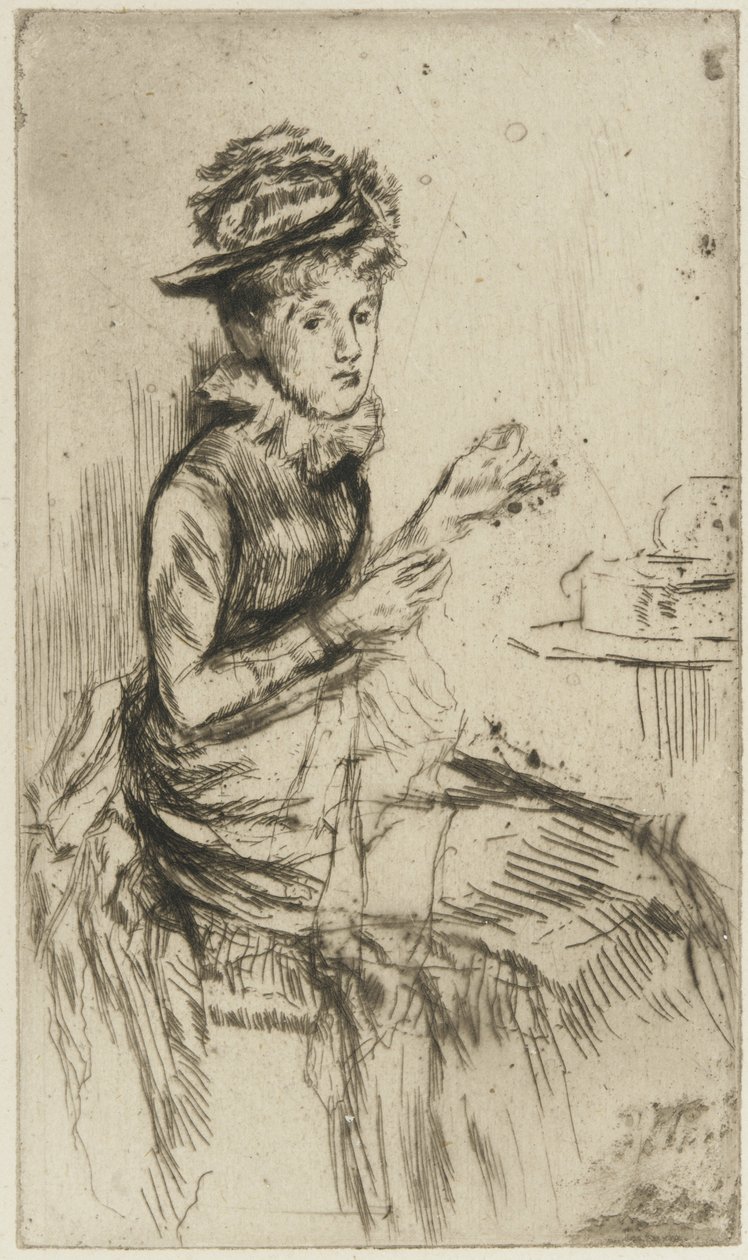 Tatting (possivelmente Lizzie Dawson) c.1873 (ponto de seca no papel) de James Abbott McNeill Whistler