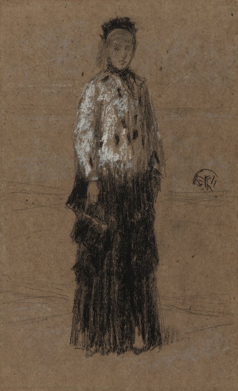 O casaco de arminho, 1870-73 (giz e pastel sobre papel pardo) de James Abbott McNeill Whistler