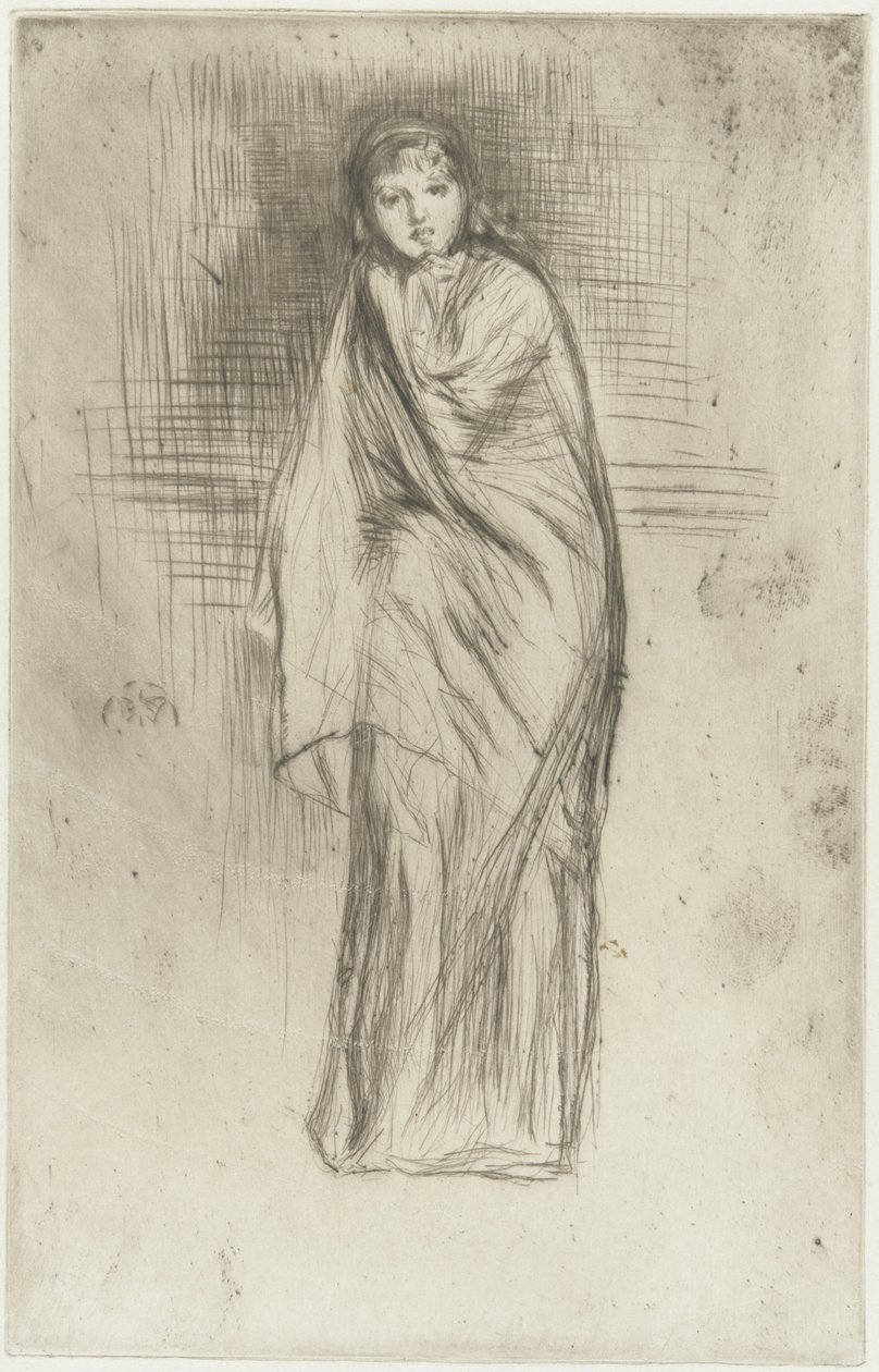 O Modelo Descansando, 1870 (ponto seco no papel) (veja também 324669) de James Abbott McNeill Whistler