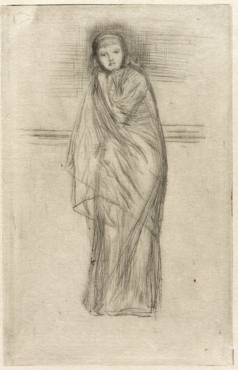 The Model Resting, 1870 (ponto seco no papel) (ver também 324670) de James Abbott McNeill Whistler