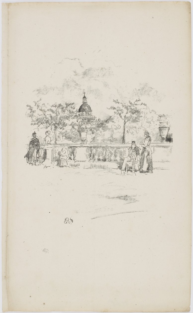 O Panteão, do Terraço dos Jardins do Luxemburgo, 1893 (litografia sobre papel) de James Abbott McNeill Whistler