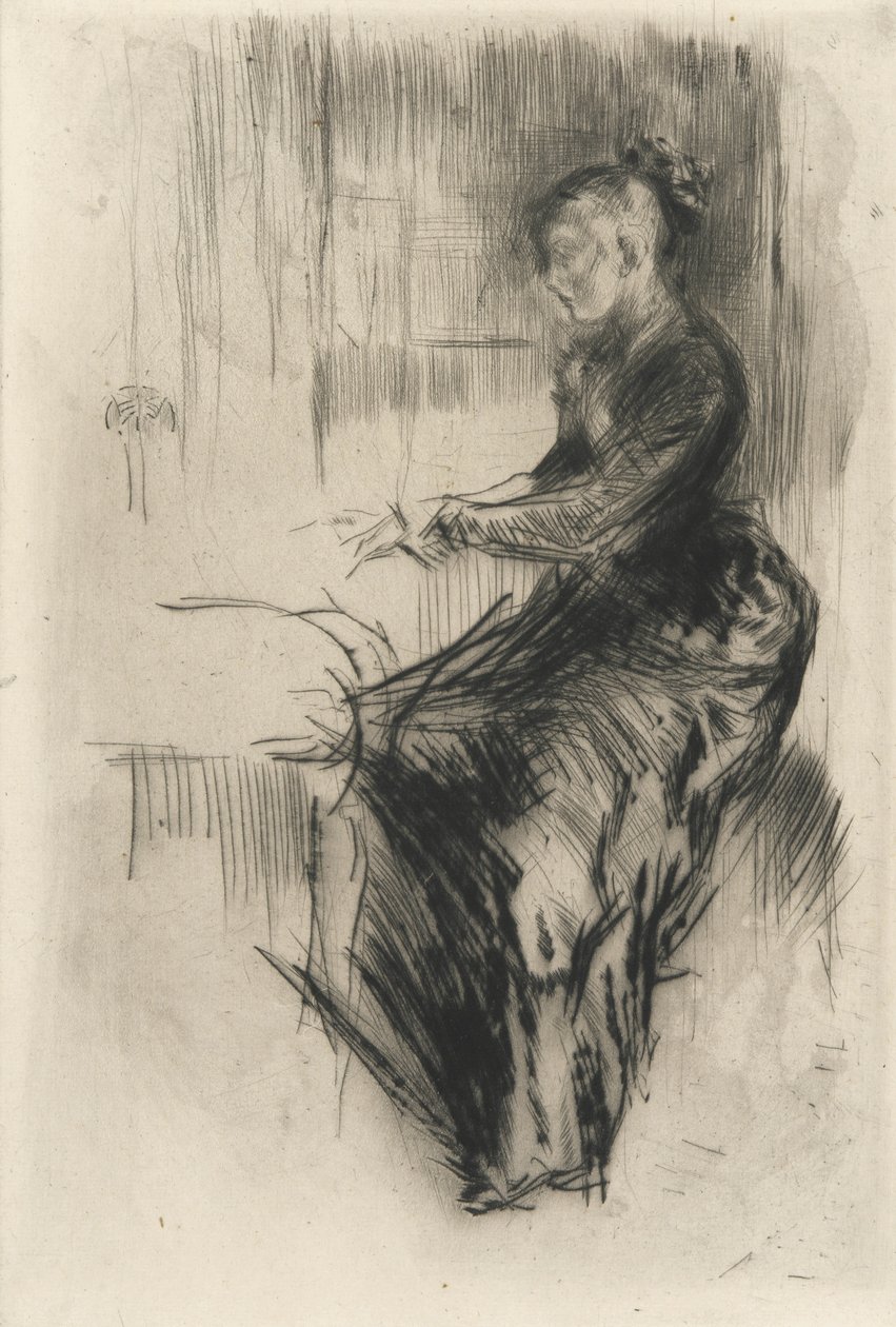 O piano, c.1875 (ponto de seca no papel) de James Abbott McNeill Whistler