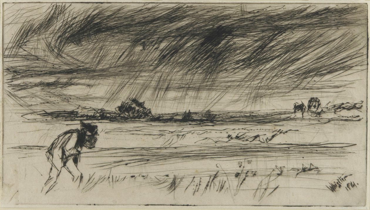 The Storm, 1861 (ponto de seca no papel) de James Abbott McNeill Whistler