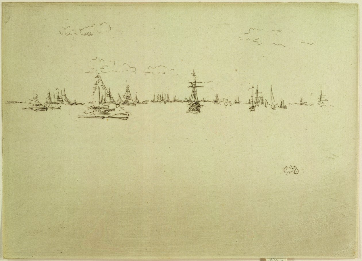 The Turret Ship, de um conjunto de doze gravuras intitulado "The Naval Review", 1887 de James Abbott McNeill Whistler