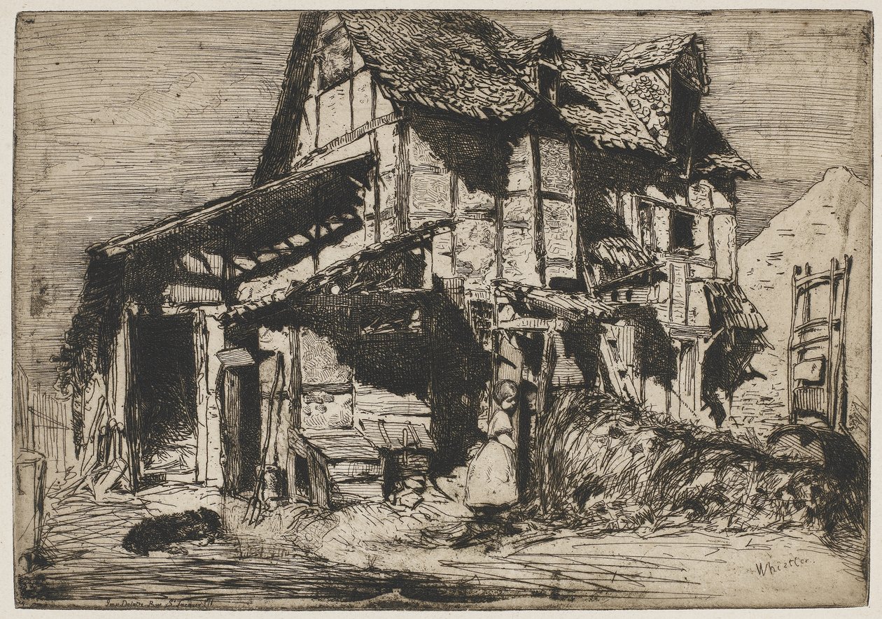 O Tenement Inseguro, 1858 (gravura em papel) de James Abbott McNeill Whistler
