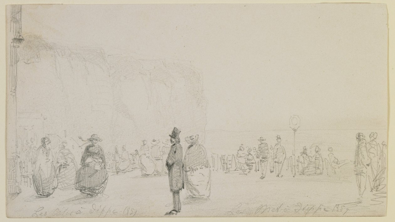 A costa em Dieppe, 1857 (lápis em papel de seda branco) de James Abbott McNeill Whistler