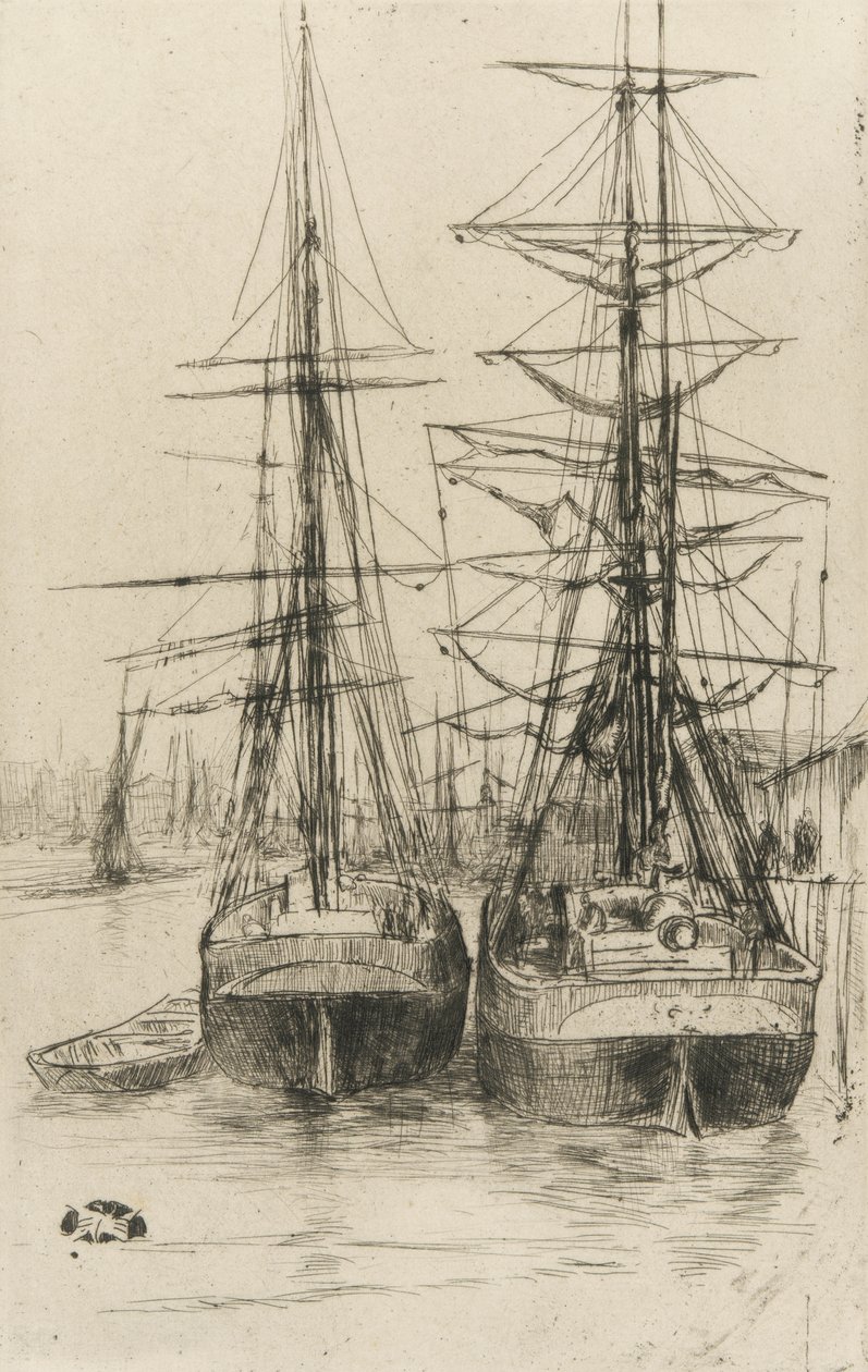 Dois navios, 1875 (gravura no papel) de James Abbott McNeill Whistler
