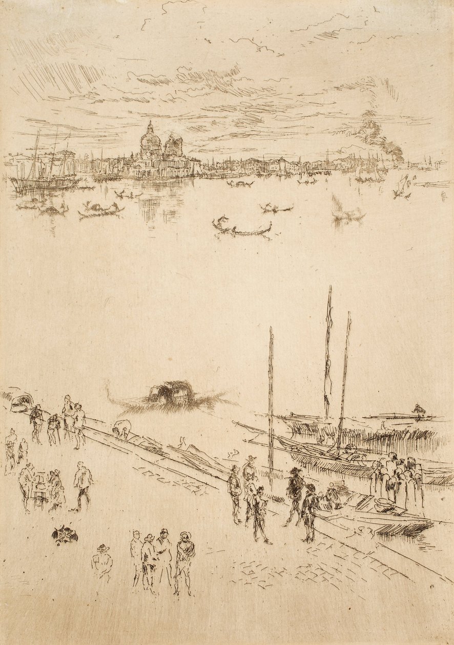 Vertical em Veneza, das Vinte e Seis Gravuras, também conhecido como o Segundo Conjunto de Veneza de James Abbott McNeill Whistler