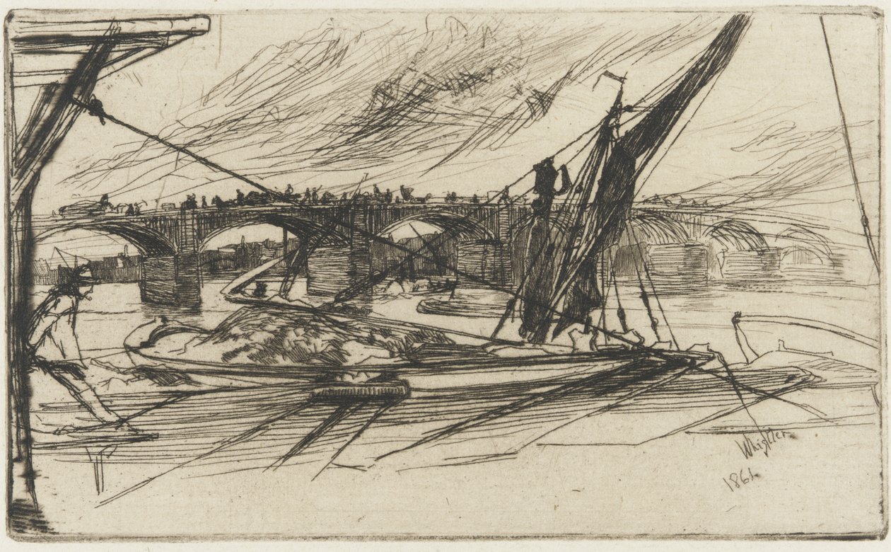 Ponte Vauxhall, 1861 (gravura sobre papel) de James Abbott McNeill Whistler