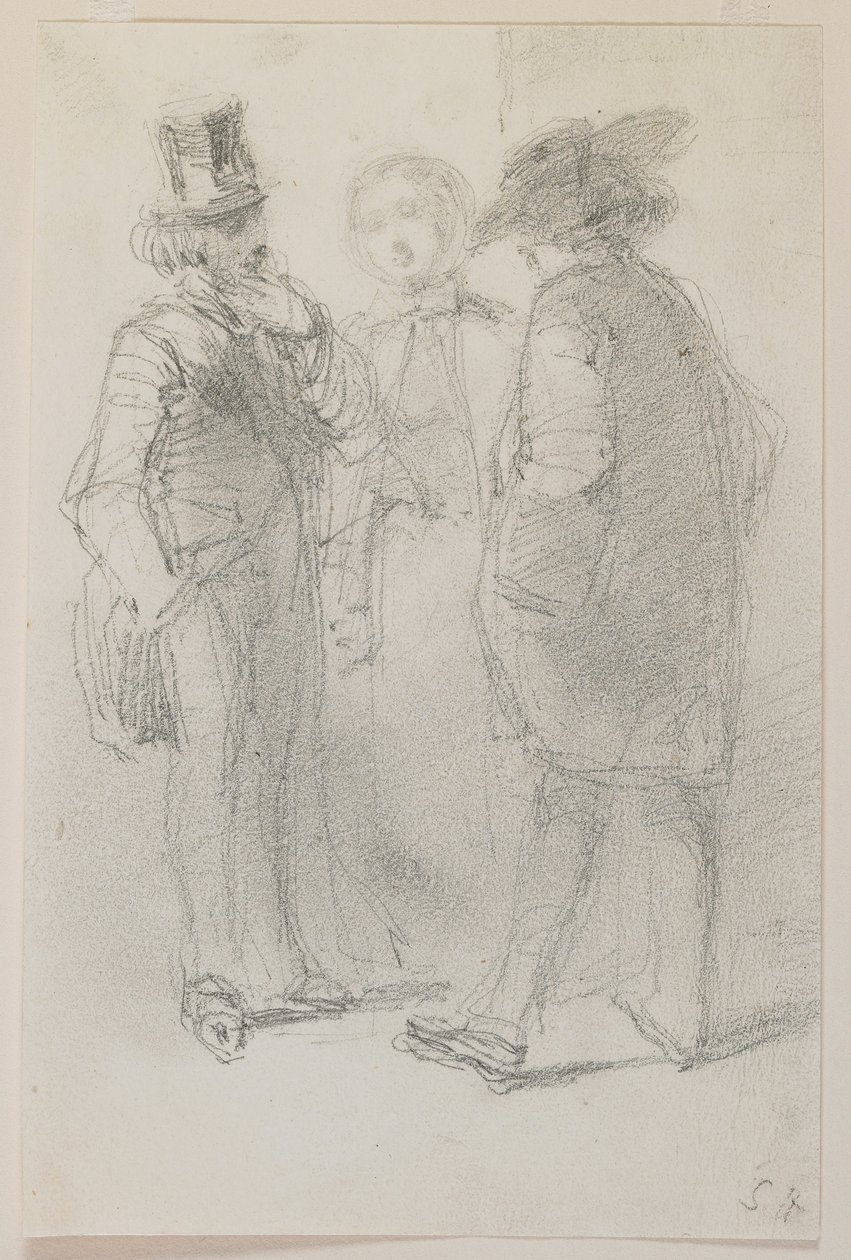 Whistler com amigos, 1858 (lápis em papel branco) de James Abbott McNeill Whistler