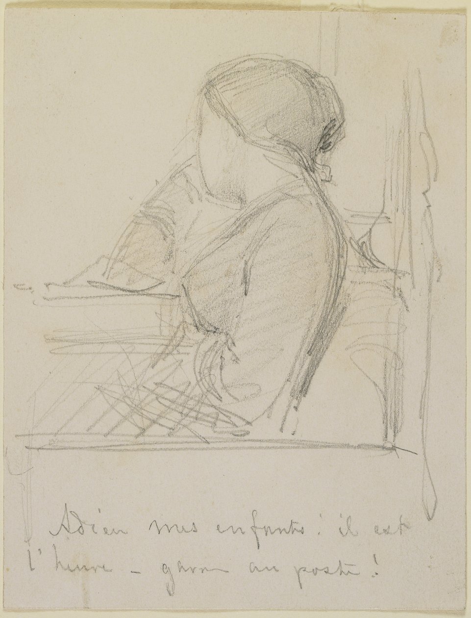 Mulher, sentada, janela, 1858, (pencil, off-white, wove, paper) de James Abbott McNeill Whistler