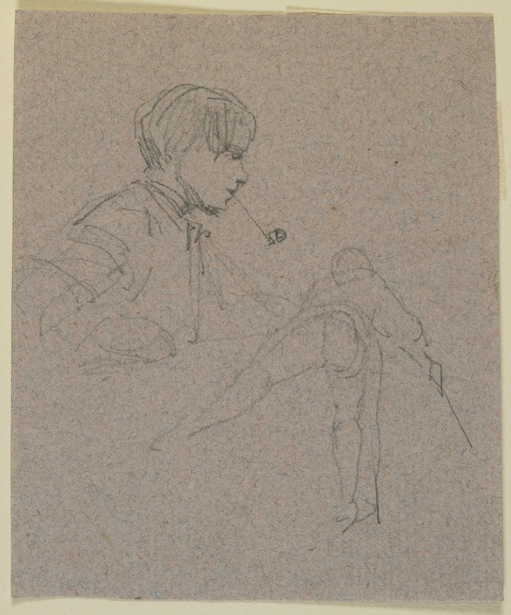 Jovem, fumar, cano, c.1855-59, (pencil, buff, paper) de James Abbott McNeill Whistler