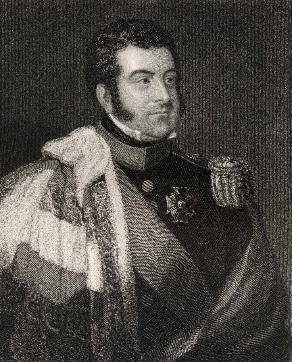George Augustus Frederick Fitzclarence, 1º Conde de Munster, gravado por WH Cook, de &39;National Portrait Gallery, volume IV&39;, publicado c.1835 de James Atkinson