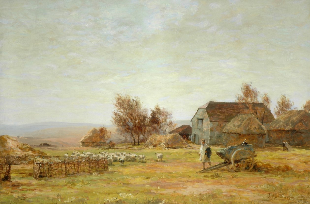 Uma fazenda de ovelhas em South Downs, 1906 de James Aumonier