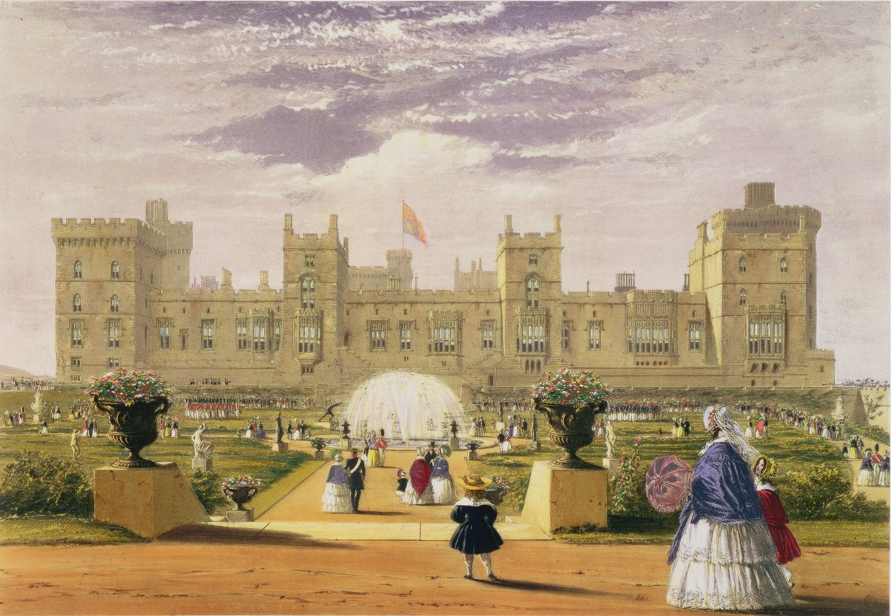 Vista Oriental do Castelo e Jardim, Castelo de Windsor, 1838 de James Baker Pyne