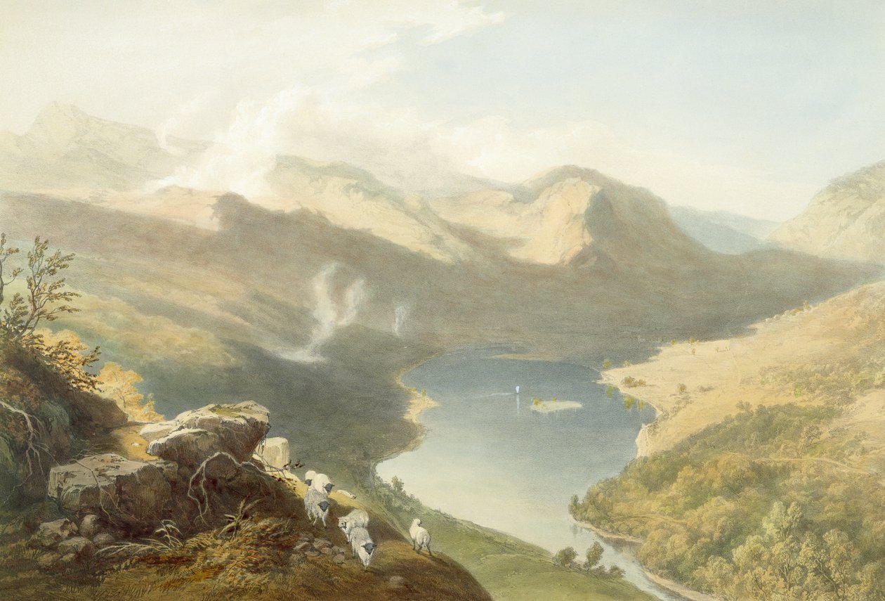 Grasmere de Langdale Fell, de &39;The English Lake District&39;, 1853 (ver 90422 para detalhes) de James Baker Pyne