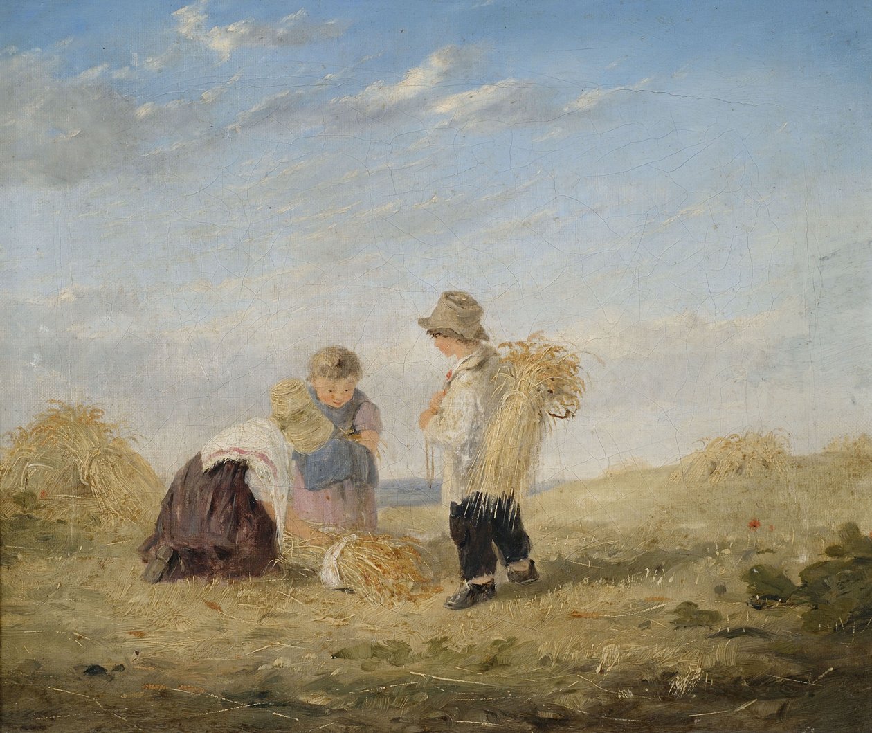 Crianças, em, a, feno, harvest., Grão, colheita de James Baker Pyne