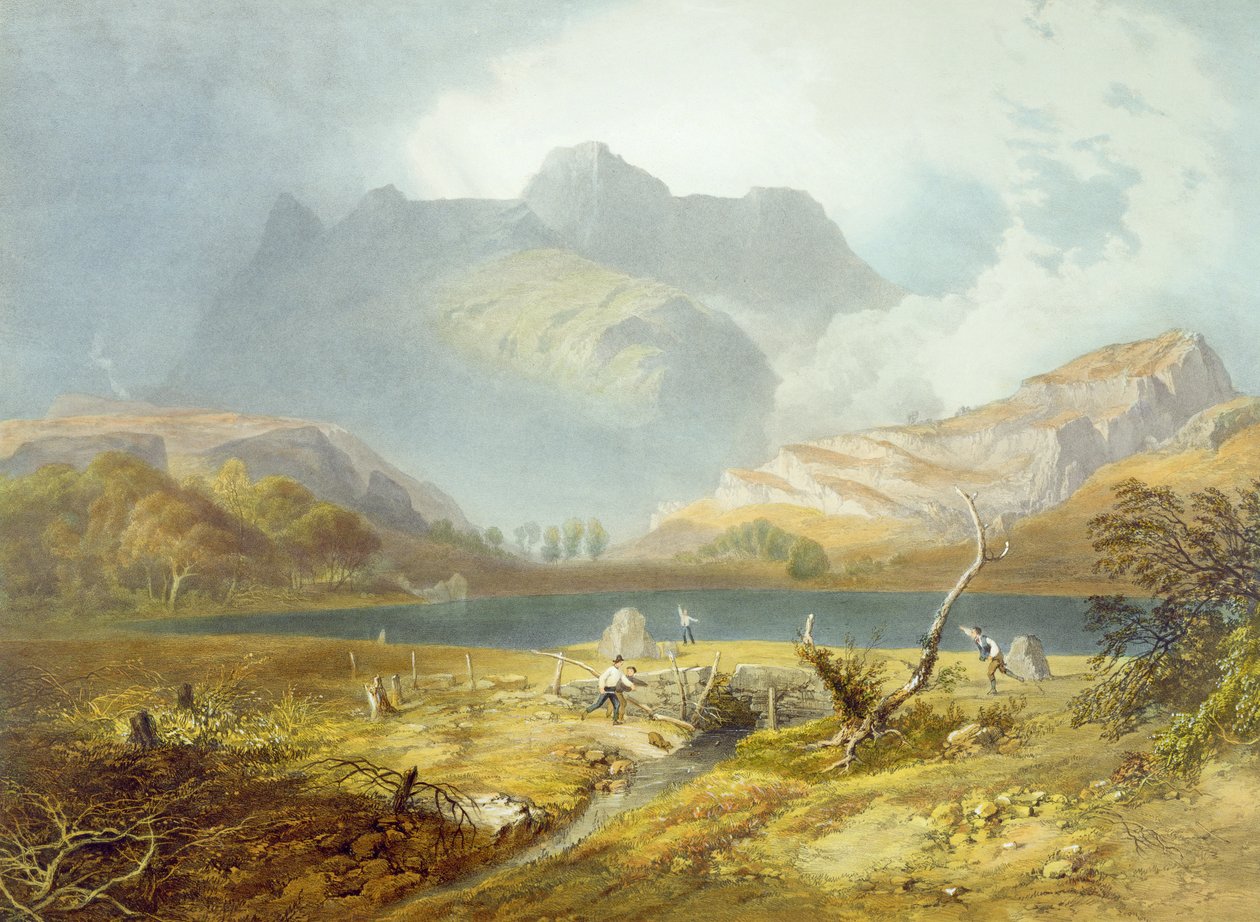 Langdale Pikes, de &39;The English Lake District&39;, 1853 (ver 90425 para detalhes) de James Baker Pyne
