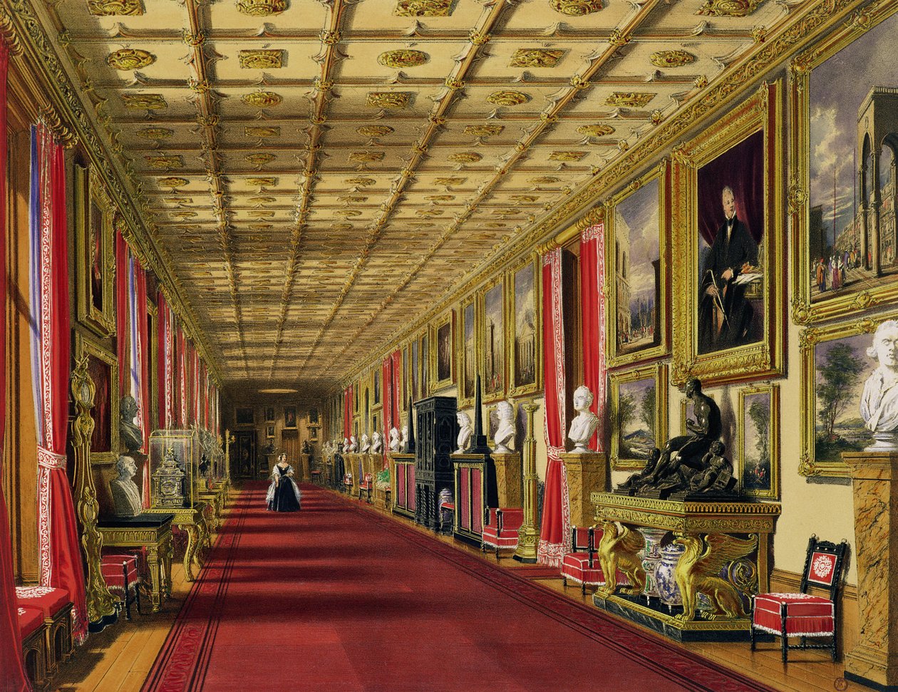 Corredor Sul, Castelo de Windsor, 1838 (chromolitho) de James Baker Pyne