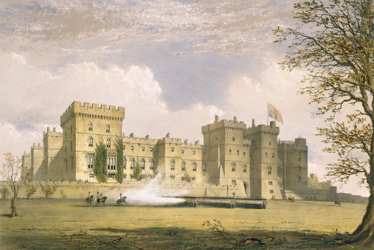 Vista Sudeste do Castelo de Windsor, de &39;Windsor e seus Cenários Circundantes&39;, 1838 (chromolitho) de James Baker Pyne