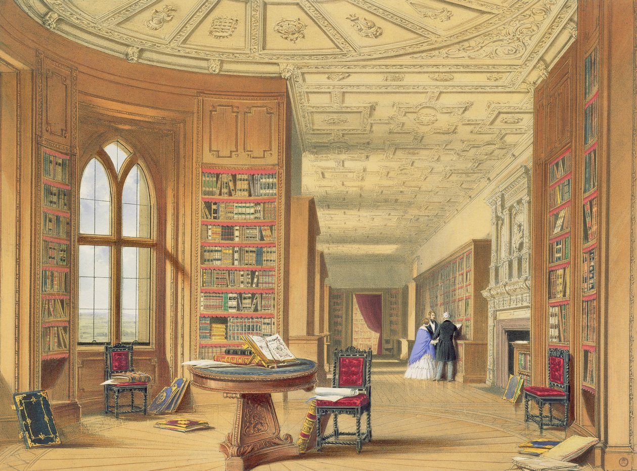 A Biblioteca, Castelo de Windsor, 1838 de James Baker Pyne