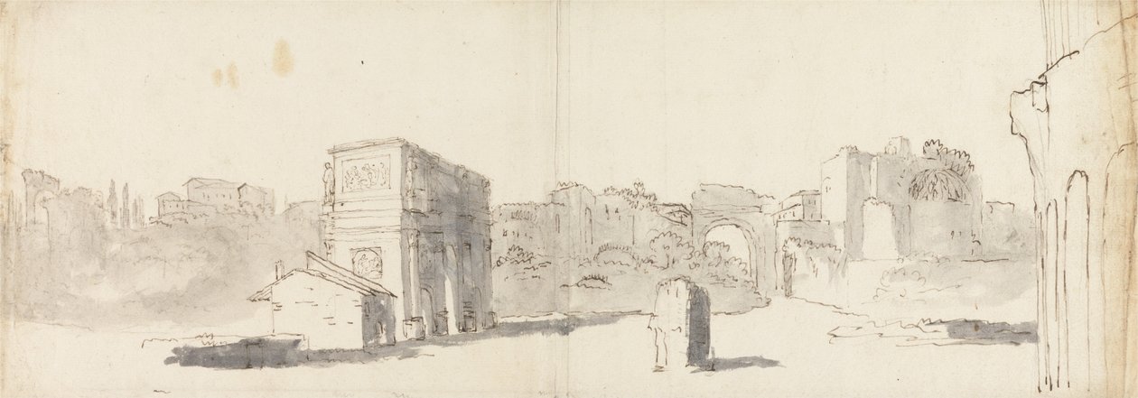 Roma, vista do arco de Constantino com outras ruínas de James Barry