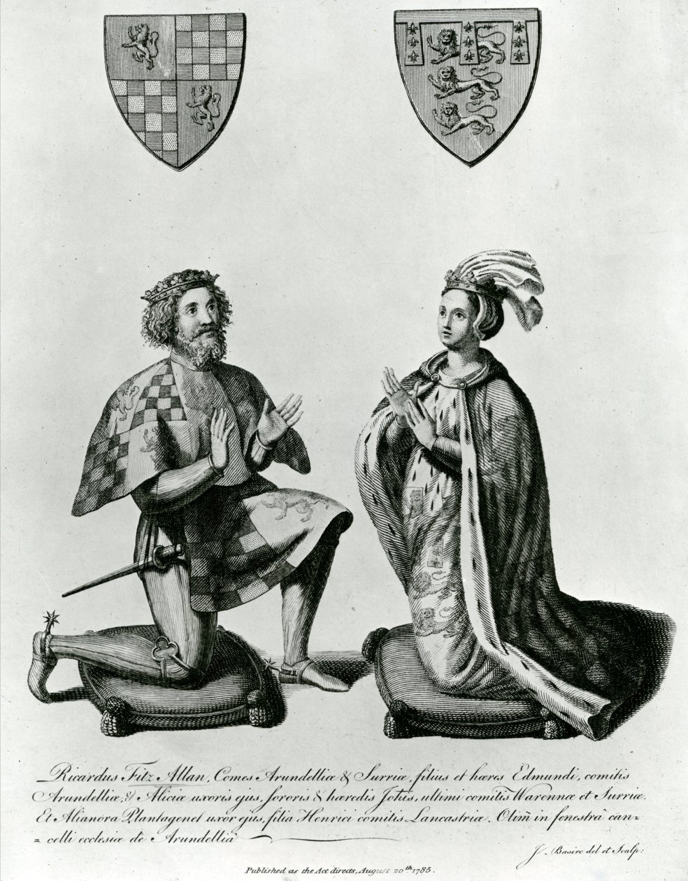 Richard Fitzalan, 3º (10º) Conde de Arundel (c.1307-76) e Eleanor Condessa de Arundel, 1785 de James Basire