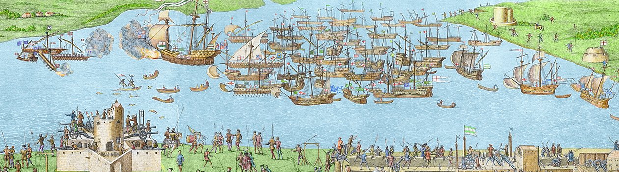 O acampamento das forças inglesas perto de Portsmouth durante a batalha do Solent de James Basire